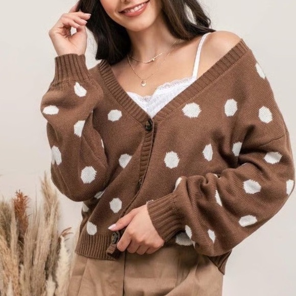 By The River Sweaters - By The River Polka Dot Cardigan